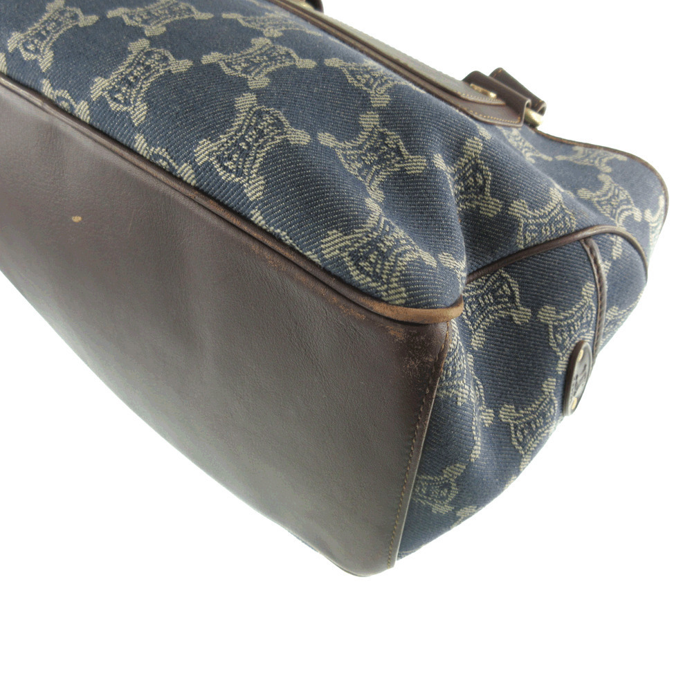 CELINE Boogie Bag Canvas Blue Brown Handbag - Picture 3 of 8